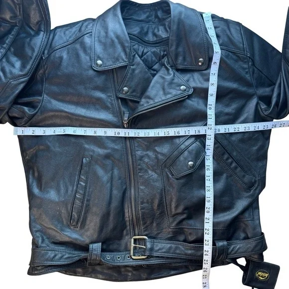 Bristol Black Leather Motorcycle Jacket Biker Style Men's size 48 - Picture 10 of 14